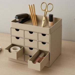 12 Tiered Desktop Storage Cabinet with Small Drawers and Top Tray for Office Supplies and Beauty Accessories