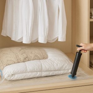 Space Saving Vacuum Storage Bag for Wardrobe Organization with Hand Pump for Bulky Clothes and Bedding