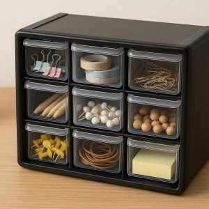 9 Mini Desktop Storage Cabinet with Transparent Drawers for Stationery Office Supplies and Small Household Items