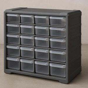 Industrial Style Grey Plastic Desktop Drawer Cabinet for Workshop Tools Crafting Materials and Hobby Supplies