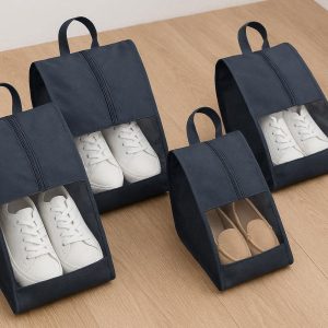 3 Waterproof Travel Shoe Bags Set Portable Dustproof Storage Pouches with Transparent Window and Durable Carry Handle